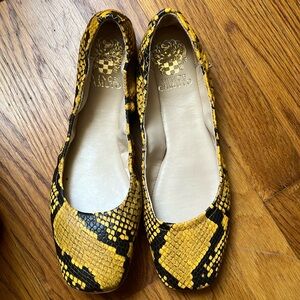 Vince Camuto Yellow Snakeskin Print Flats